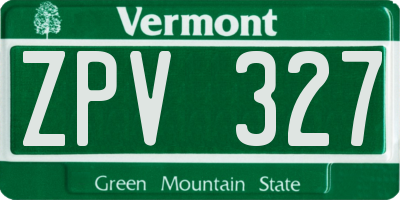 VT license plate ZPV327