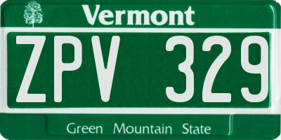 VT license plate ZPV329
