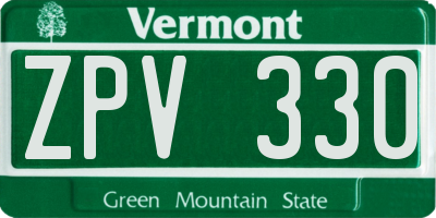 VT license plate ZPV330