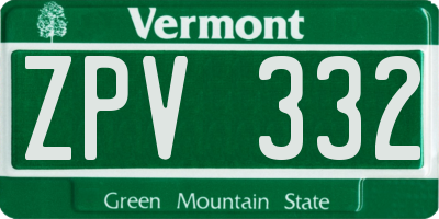 VT license plate ZPV332