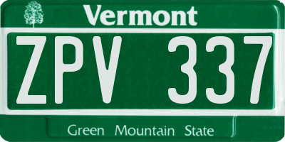 VT license plate ZPV337