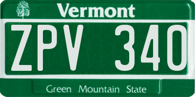 VT license plate ZPV340