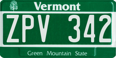 VT license plate ZPV342