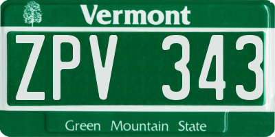 VT license plate ZPV343