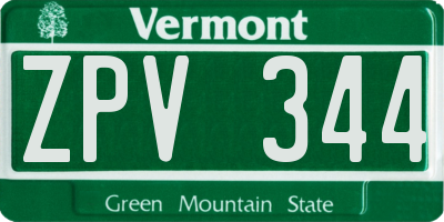 VT license plate ZPV344