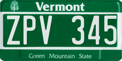 VT license plate ZPV345