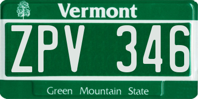 VT license plate ZPV346