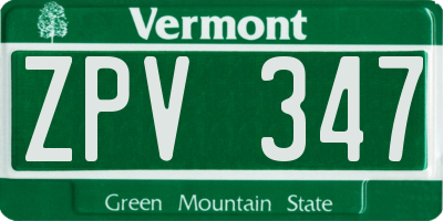 VT license plate ZPV347