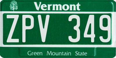 VT license plate ZPV349