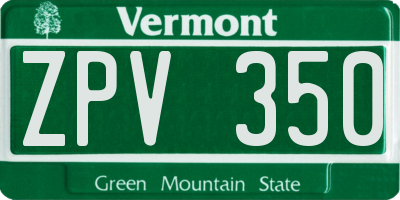 VT license plate ZPV350