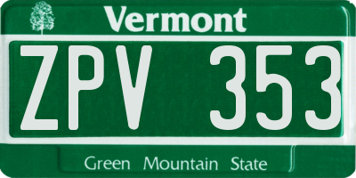 VT license plate ZPV353