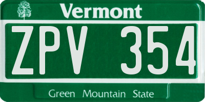 VT license plate ZPV354