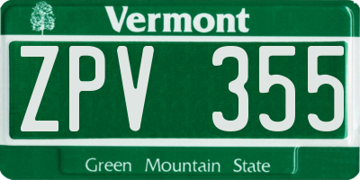 VT license plate ZPV355