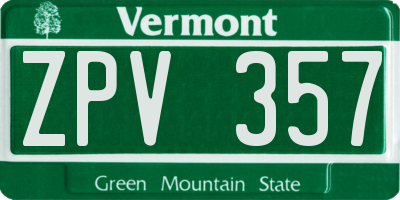 VT license plate ZPV357