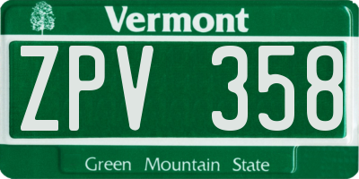 VT license plate ZPV358