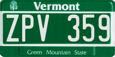 VT license plate ZPV359