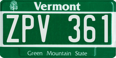 VT license plate ZPV361