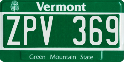 VT license plate ZPV369