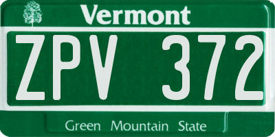 VT license plate ZPV372
