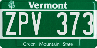 VT license plate ZPV373
