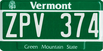 VT license plate ZPV374