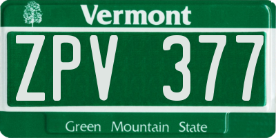 VT license plate ZPV377