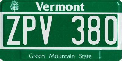 VT license plate ZPV380