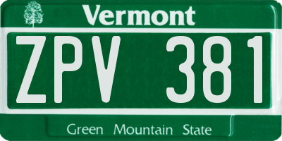VT license plate ZPV381