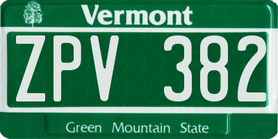 VT license plate ZPV382
