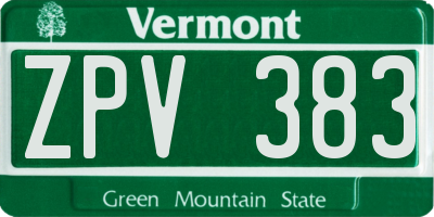 VT license plate ZPV383