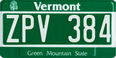 VT license plate ZPV384