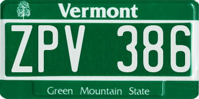 VT license plate ZPV386