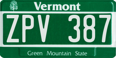 VT license plate ZPV387
