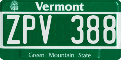 VT license plate ZPV388