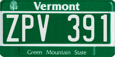 VT license plate ZPV391