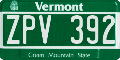 VT license plate ZPV392