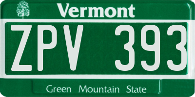 VT license plate ZPV393