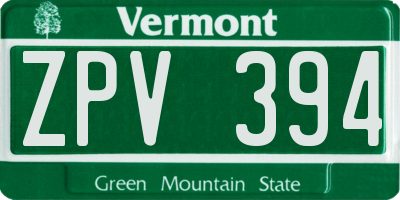 VT license plate ZPV394