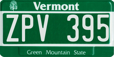 VT license plate ZPV395