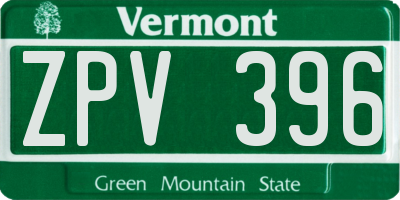 VT license plate ZPV396