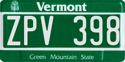 VT license plate ZPV398