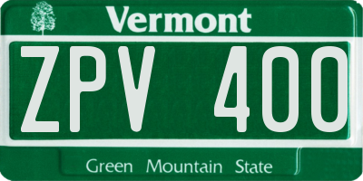 VT license plate ZPV400