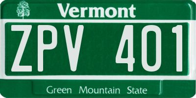 VT license plate ZPV401