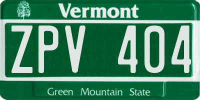 VT license plate ZPV404