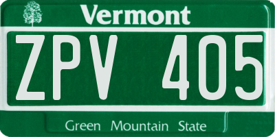 VT license plate ZPV405
