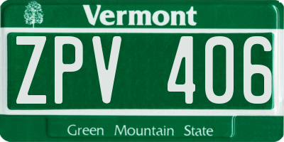 VT license plate ZPV406