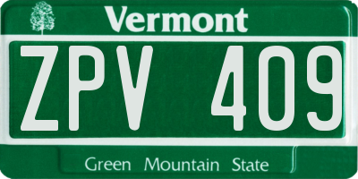VT license plate ZPV409