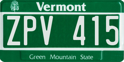 VT license plate ZPV415
