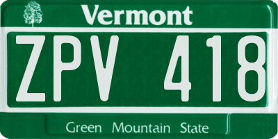 VT license plate ZPV418