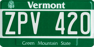 VT license plate ZPV420
